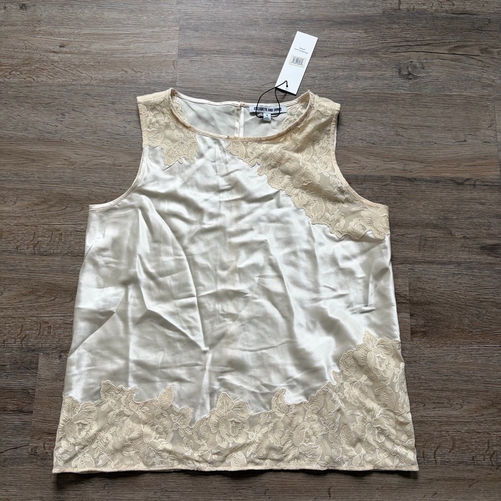Elegant Cream Lace Silk Women's  Top